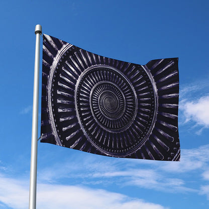 Dark Navy Metal Spiral Print Polyester Flag