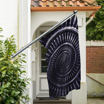 Dark Navy Metal Spiral Print Polyester Flag