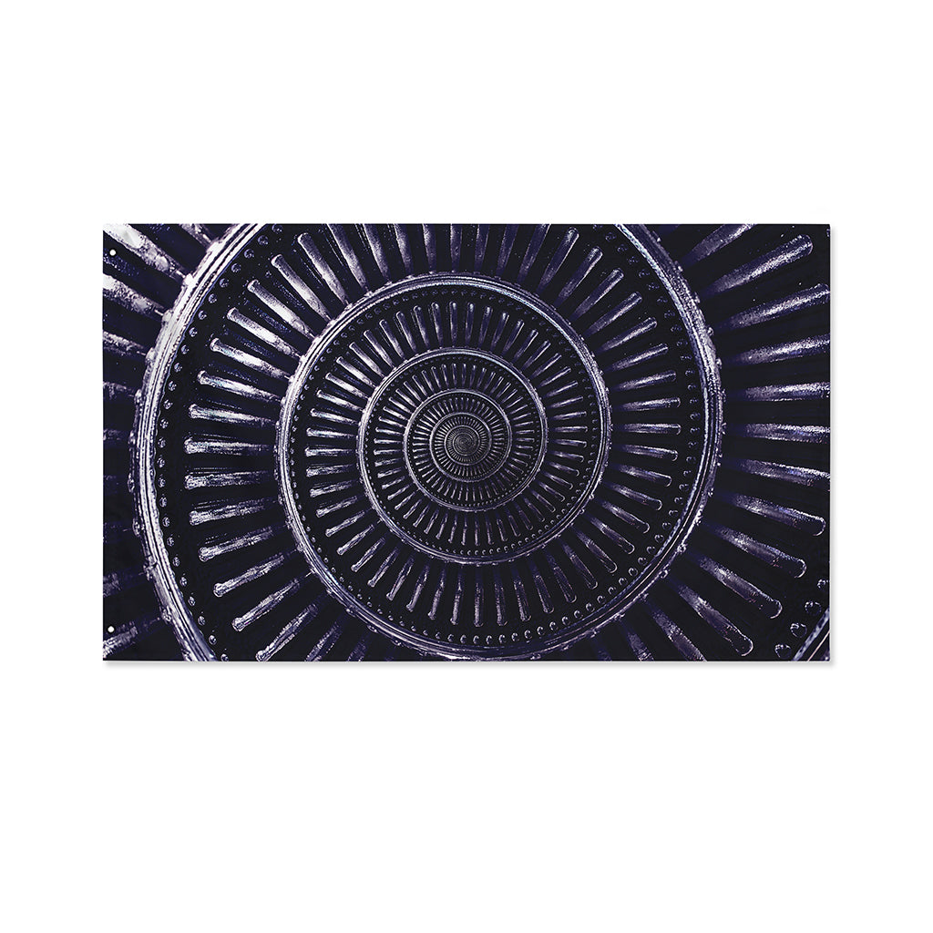 Dark Navy Metal Spiral Print Polyester Flag