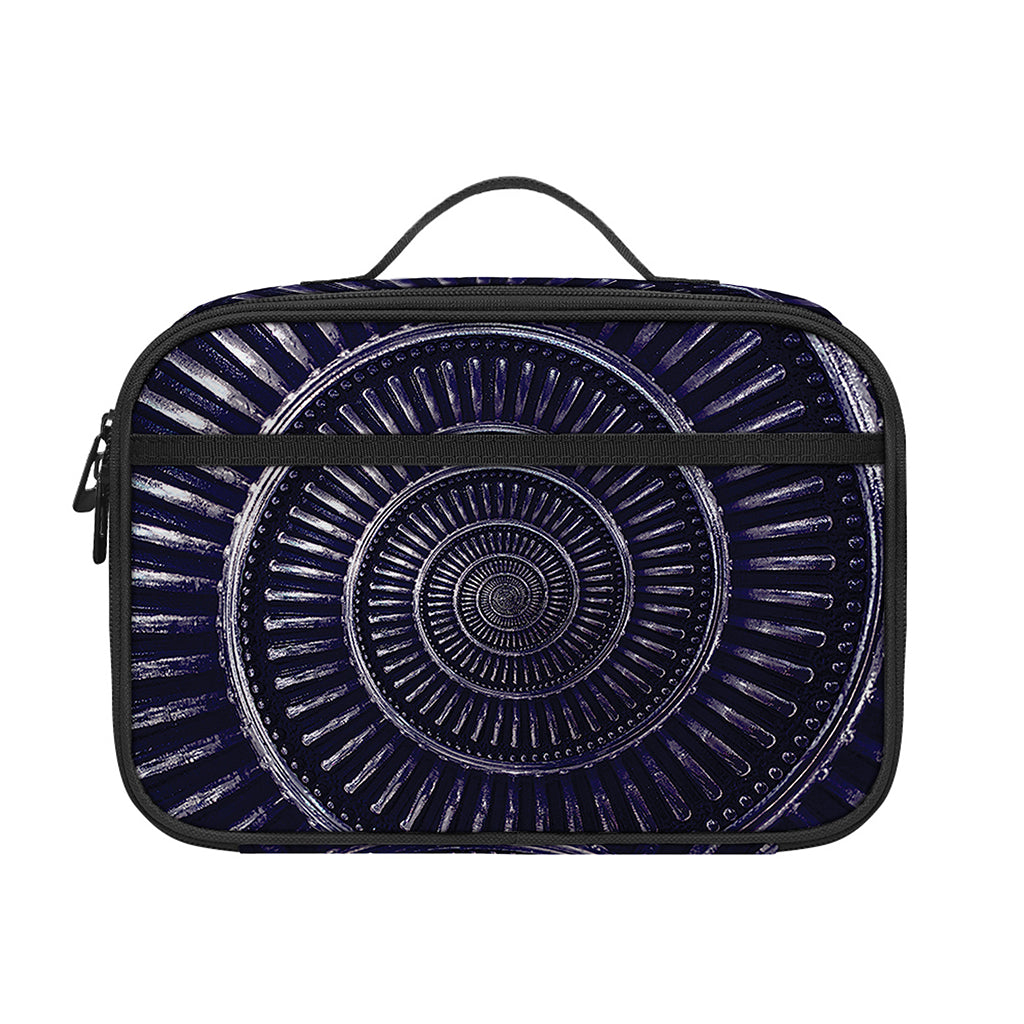 Dark Navy Metal Spiral Print Portable Lunch Bag
