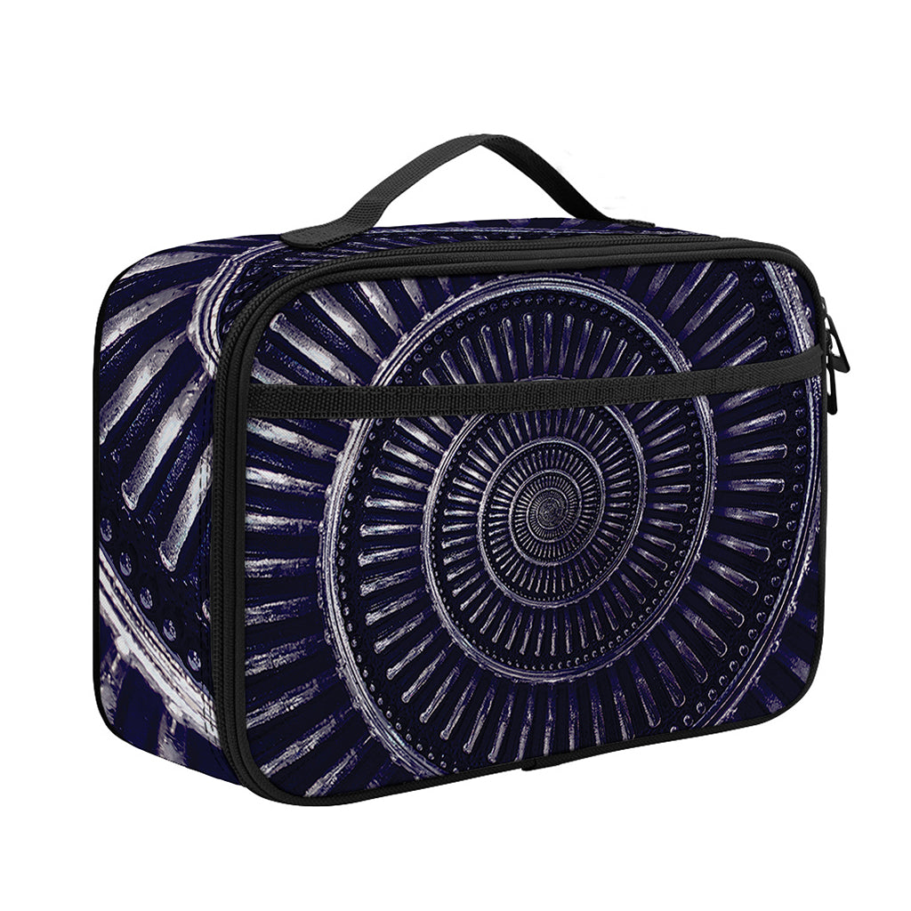 Dark Navy Metal Spiral Print Portable Lunch Bag