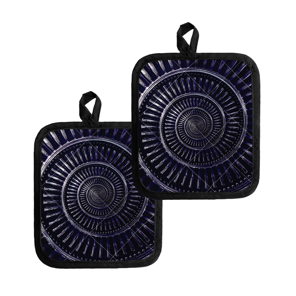 Dark Navy Metal Spiral Print Pot Holders