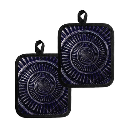 Dark Navy Metal Spiral Print Pot Holders