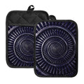 Dark Navy Metal Spiral Print Pot Holders With Pocket