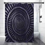 Dark Navy Metal Spiral Print Premium Shower Curtain