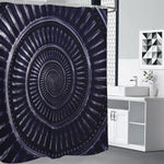 Dark Navy Metal Spiral Print Premium Shower Curtain