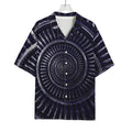 Dark Navy Metal Spiral Print Rayon Hawaiian Shirt