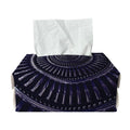 Dark Navy Metal Spiral Print Rectangle Tissue Box Cover