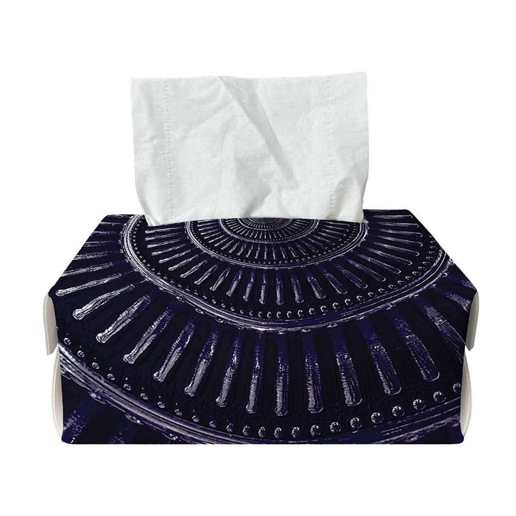 Dark Navy Metal Spiral Print Rectangle Tissue Box Cover