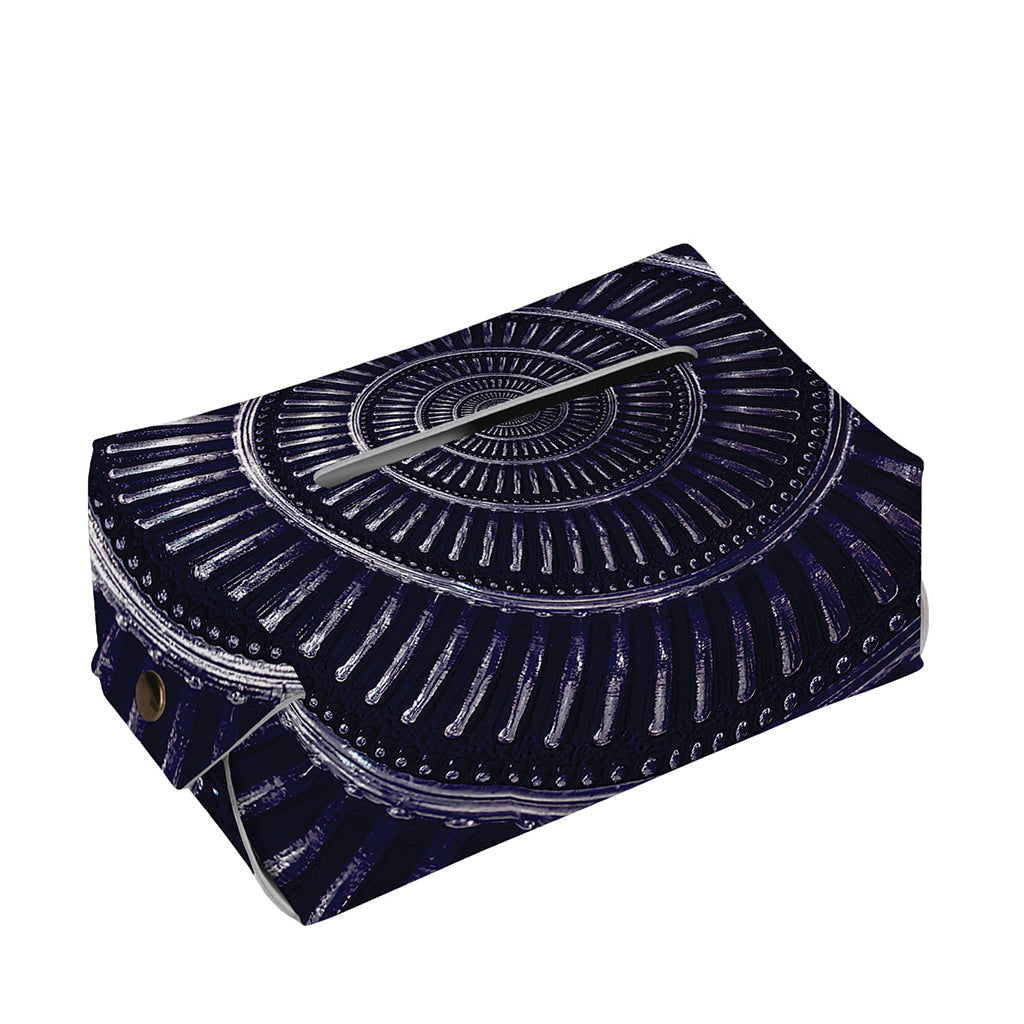 Dark Navy Metal Spiral Print Rectangle Tissue Box Cover
