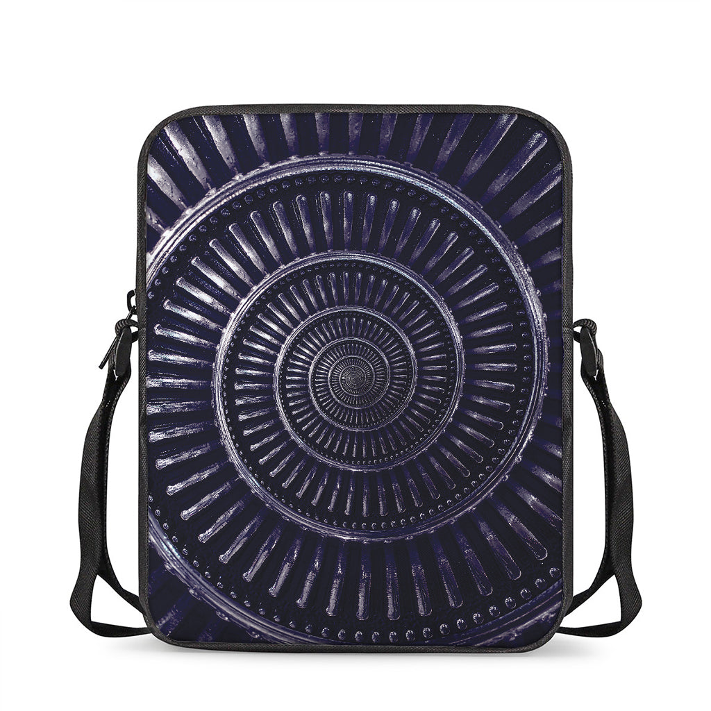 Dark Navy Metal Spiral Print Rectangular Crossbody Bag
