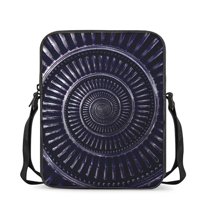 Dark Navy Metal Spiral Print Rectangular Crossbody Bag