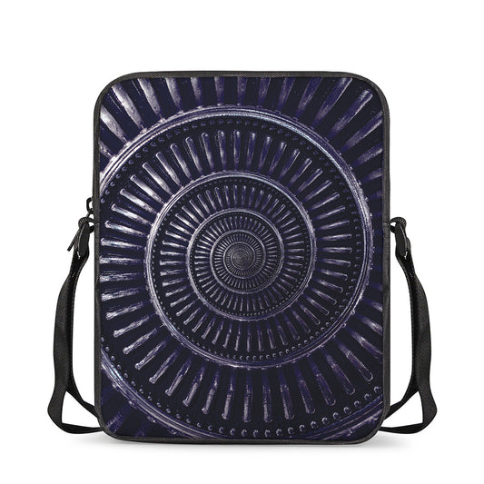 Dark Navy Metal Spiral Print Rectangular Crossbody Bag