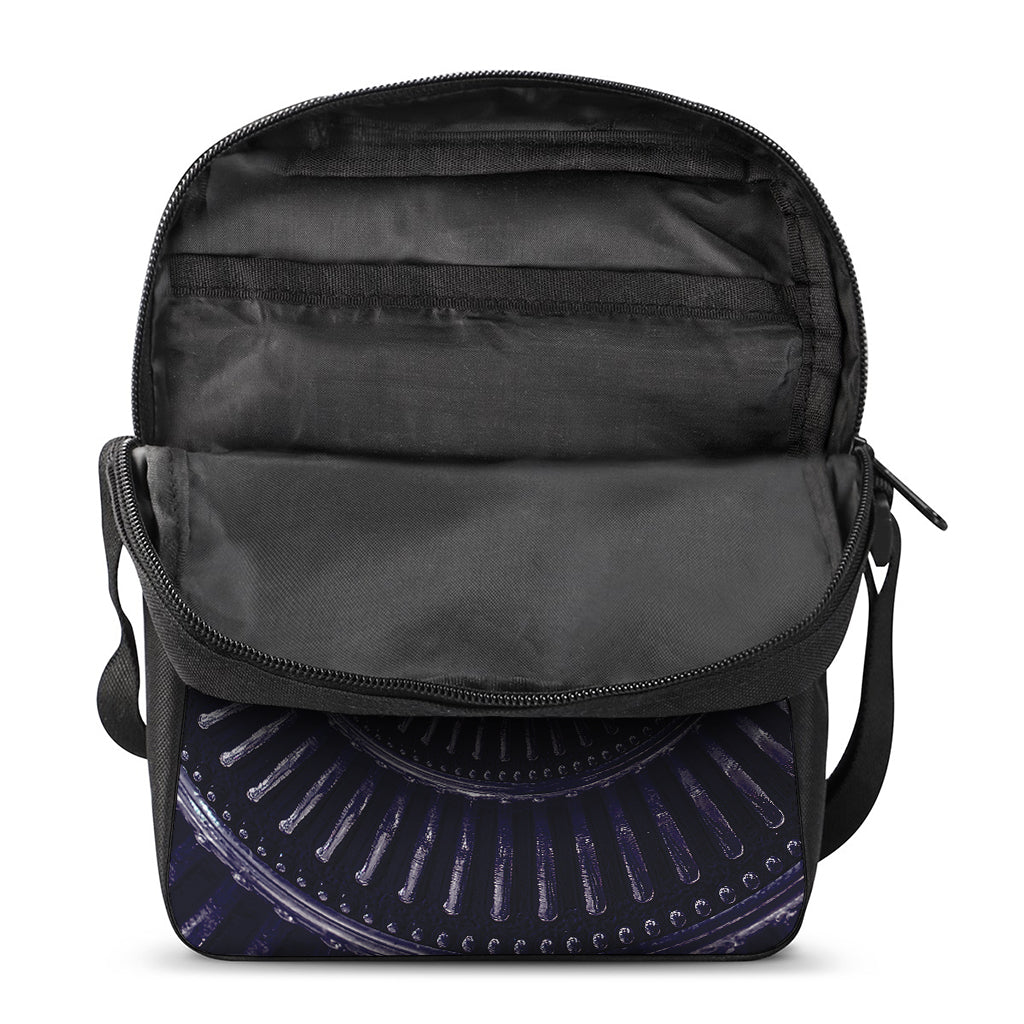 Dark Navy Metal Spiral Print Rectangular Crossbody Bag