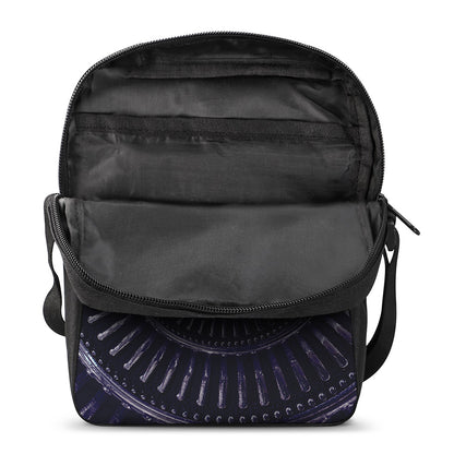 Dark Navy Metal Spiral Print Rectangular Crossbody Bag