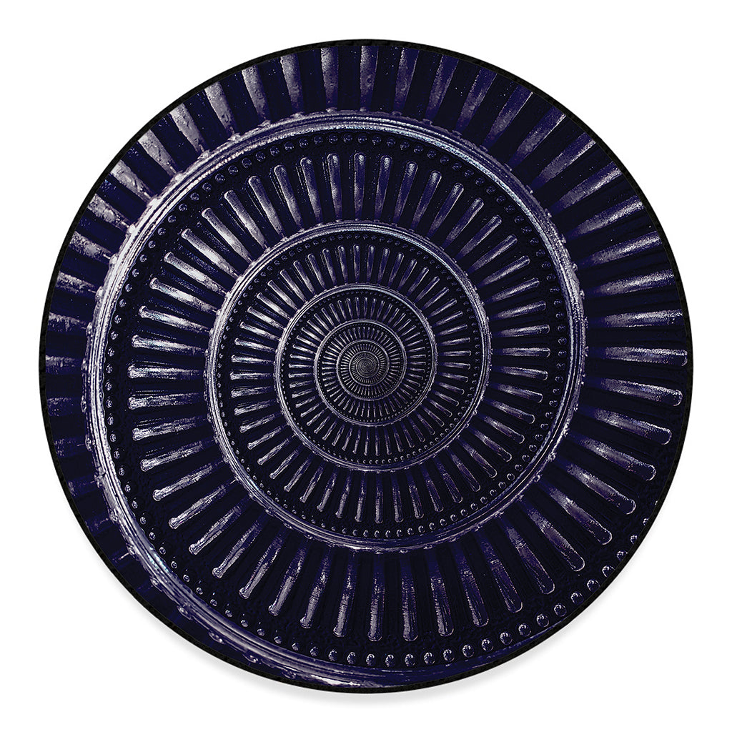 Dark Navy Metal Spiral Print Round Floor Mat