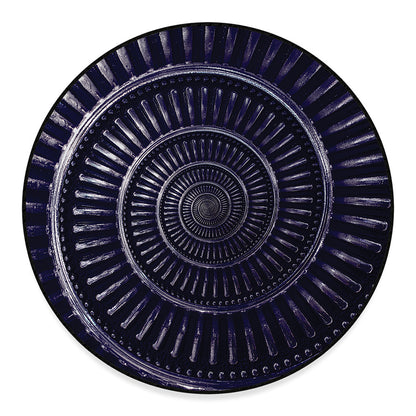 Dark Navy Metal Spiral Print Round Floor Mat