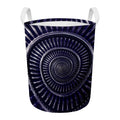 Dark Navy Metal Spiral Print Round Laundry Basket