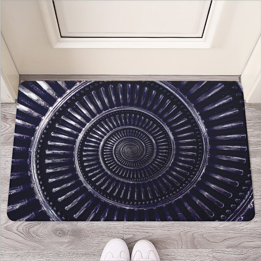 Dark Navy Metal Spiral Print Rubber Doormat