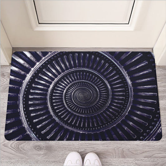 Dark Navy Metal Spiral Print Rubber Doormat