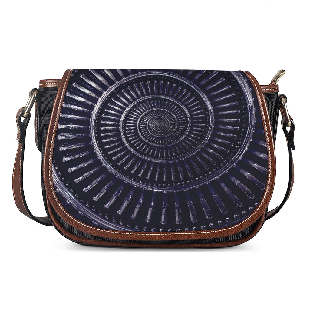 Dark Navy Metal Spiral Print Saddle Bag