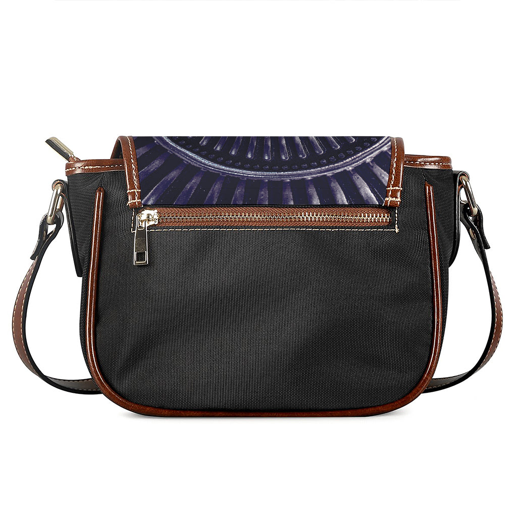 Dark Navy Metal Spiral Print Saddle Bag