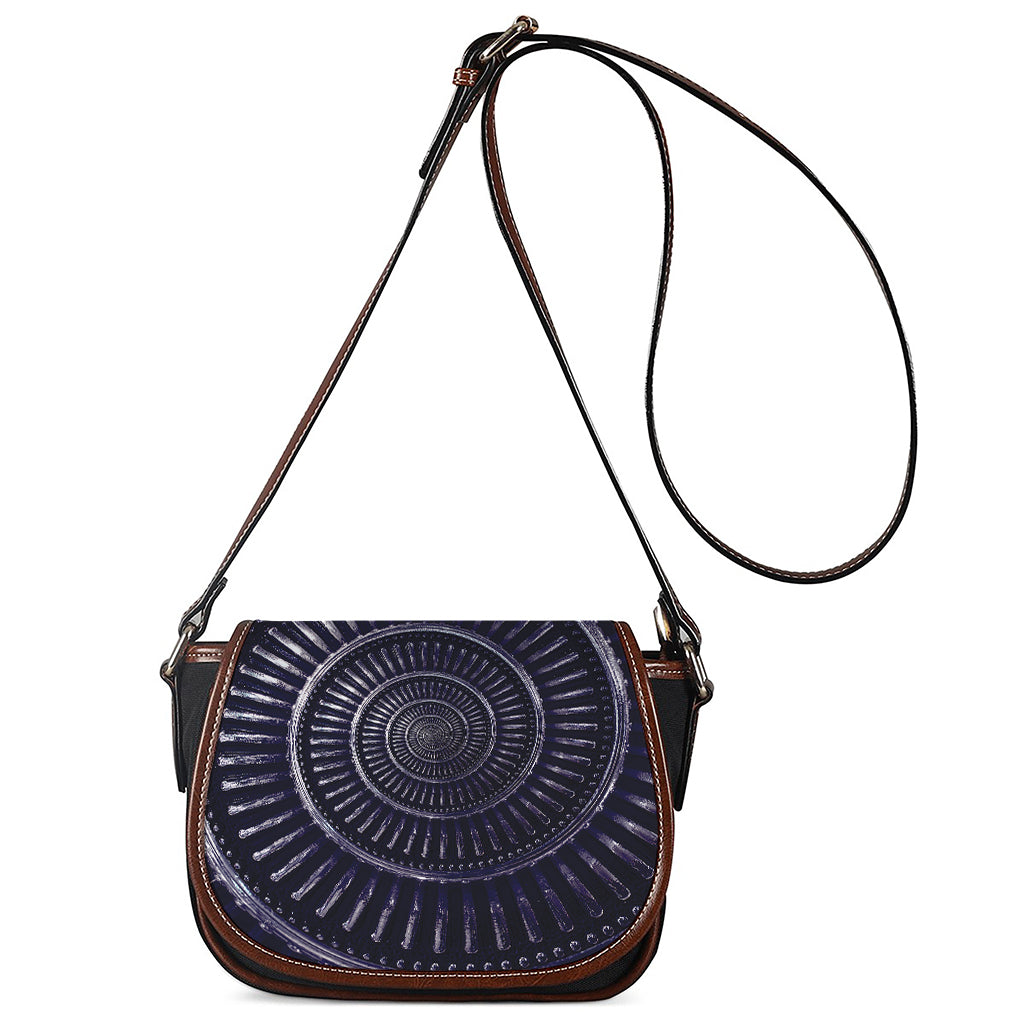 Dark Navy Metal Spiral Print Saddle Bag