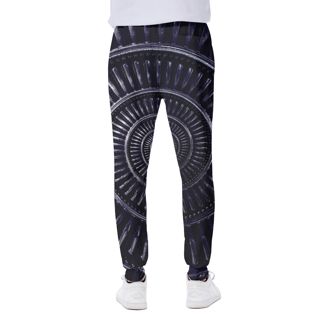 Dark Navy Metal Spiral Print Scuba Joggers