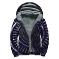 Dark Navy Metal Spiral Print Sherpa Lined Zip Up Hoodie