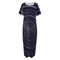 Dark Navy Metal Spiral Print Short Sleeve Long Nightdress