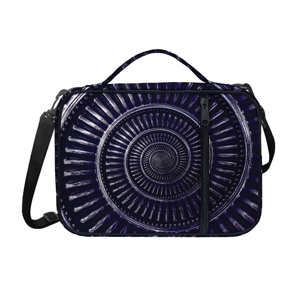 Dark Navy Metal Spiral Print Shoulder Strap Bible Bag