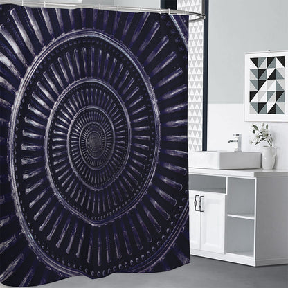 Dark Navy Metal Spiral Print Shower Curtain