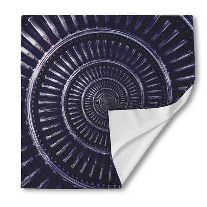 Dark Navy Metal Spiral Print Silk Bandana