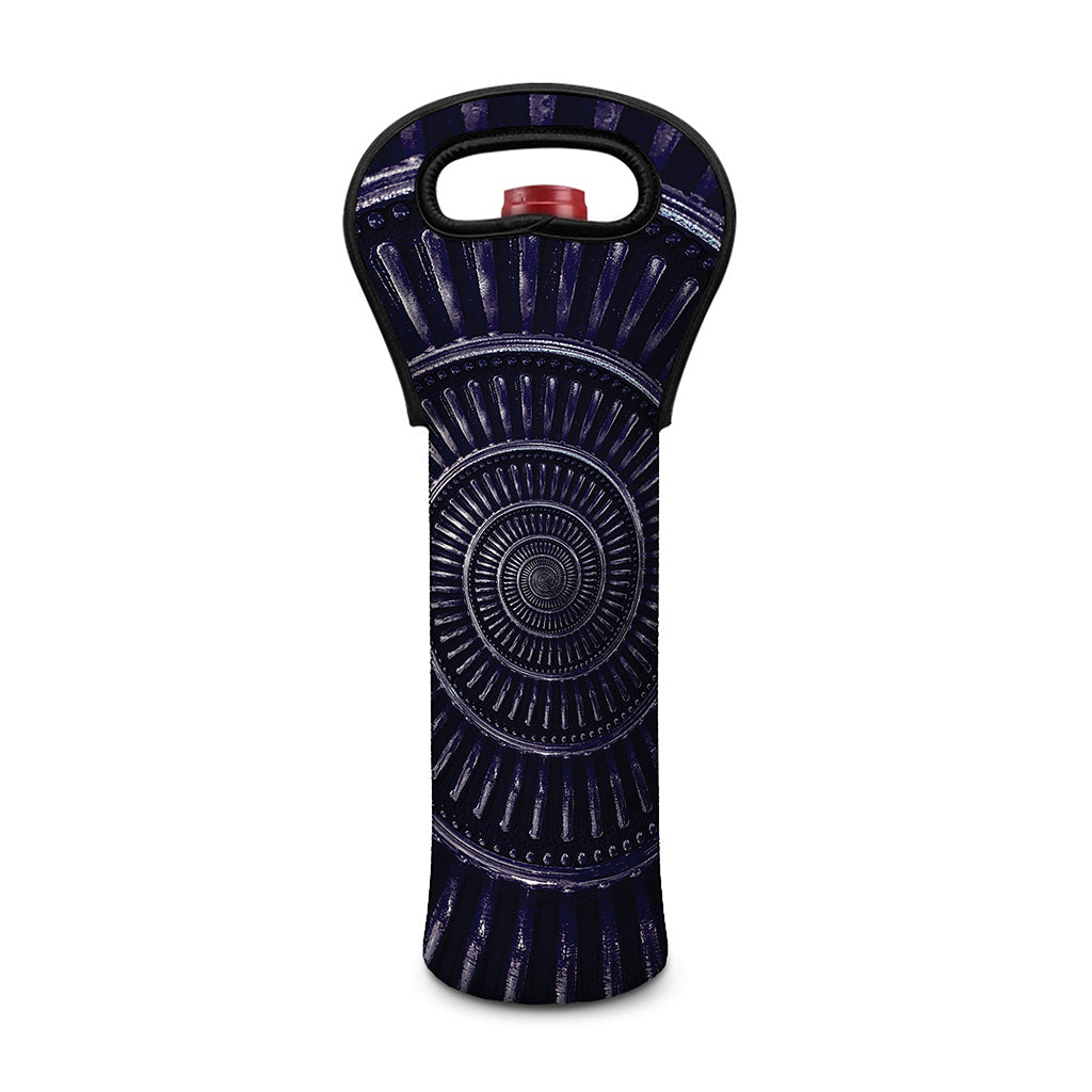 Dark Navy Metal Spiral Print Single Neoprene Wine Tote