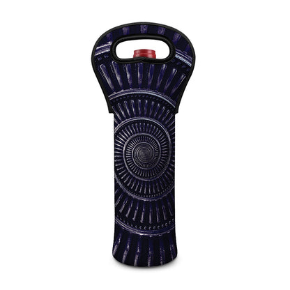 Dark Navy Metal Spiral Print Single Neoprene Wine Tote