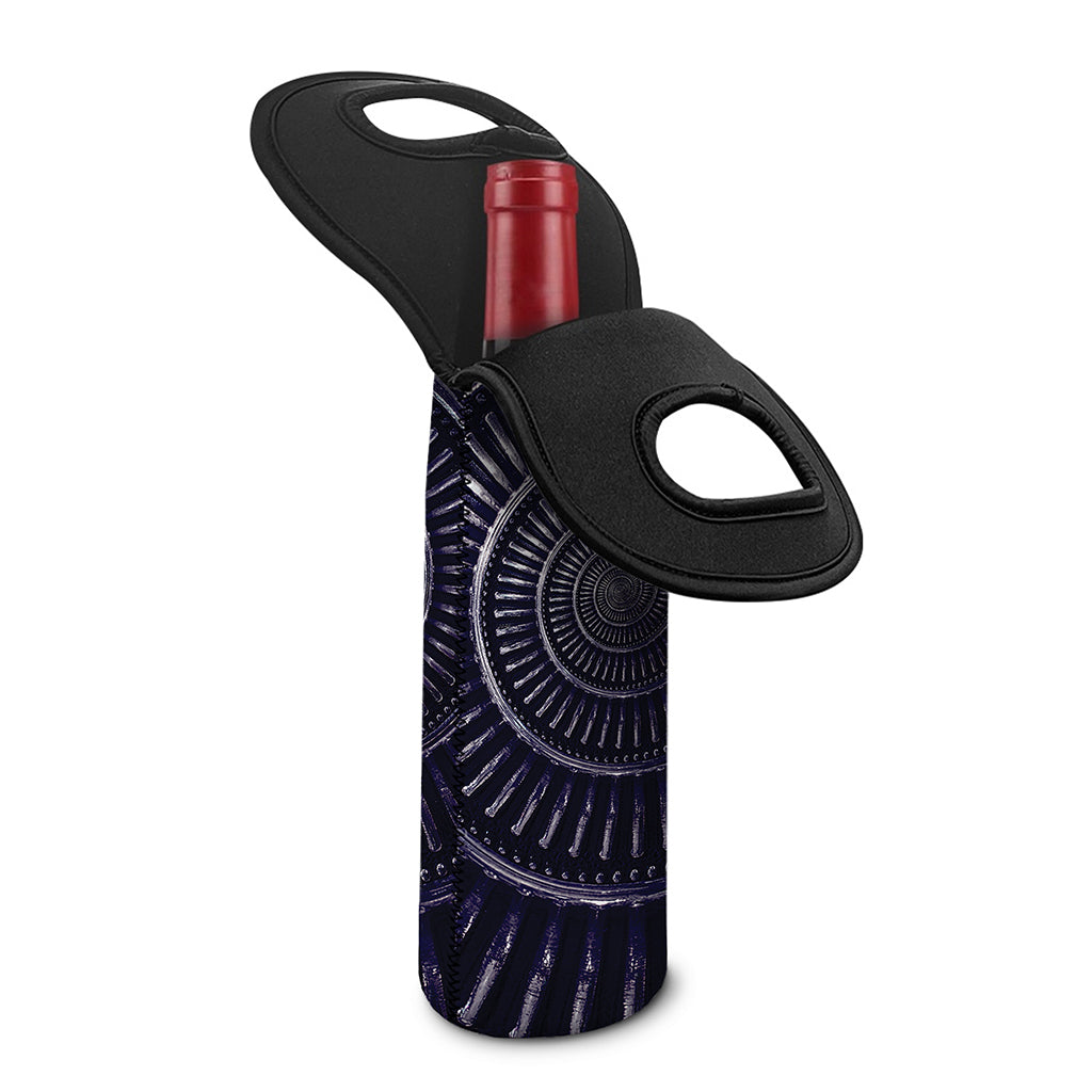 Dark Navy Metal Spiral Print Single Neoprene Wine Tote