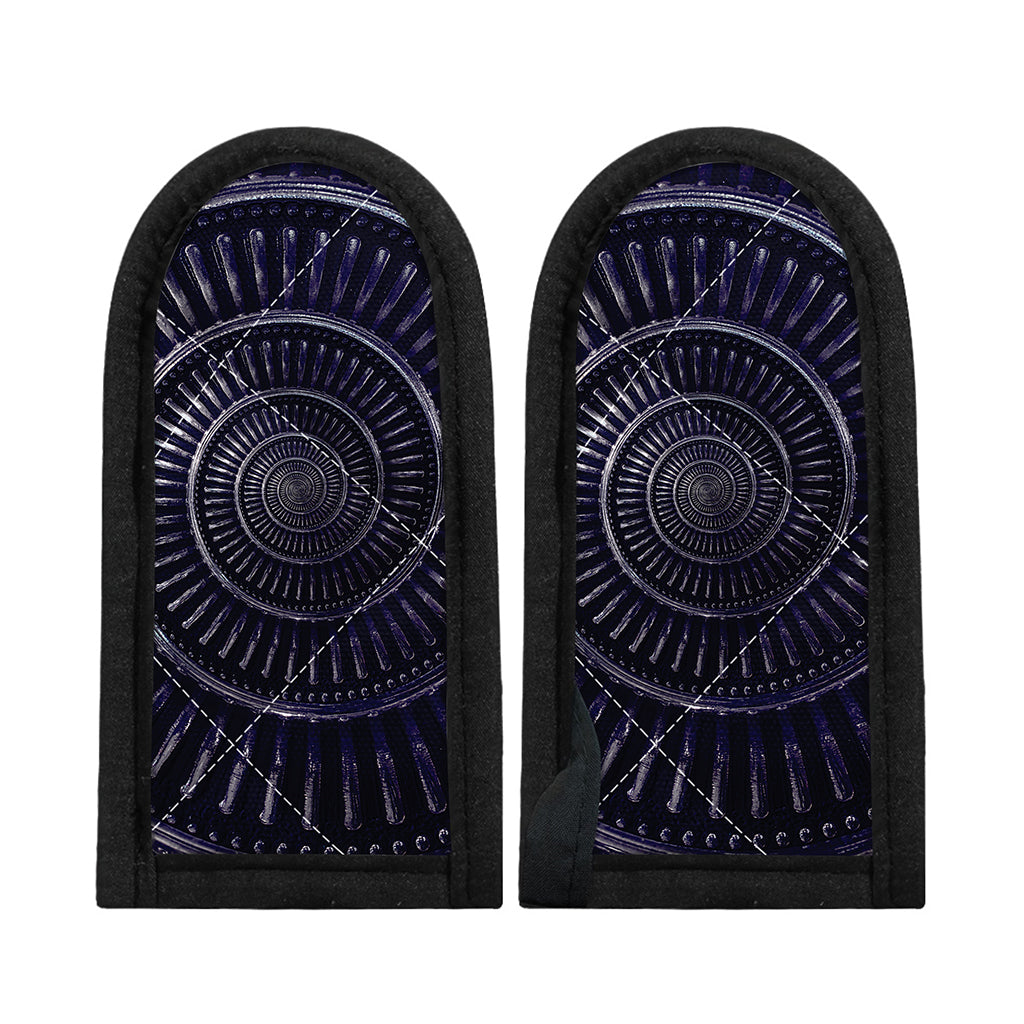 Dark Navy Metal Spiral Print Skillet Handle Cover