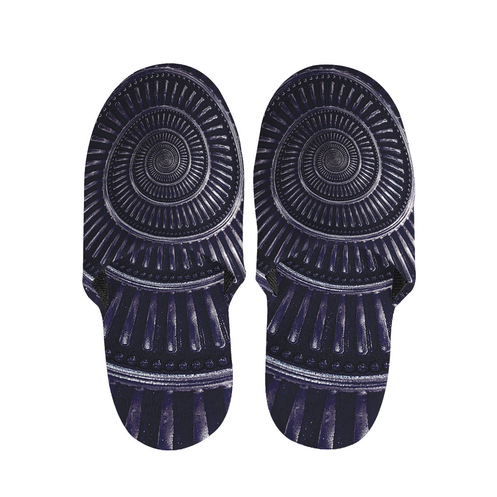 Dark Navy Metal Spiral Print Slippers