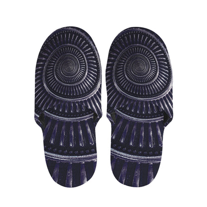 Dark Navy Metal Spiral Print Slippers