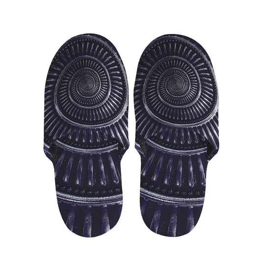 Dark Navy Metal Spiral Print Slippers