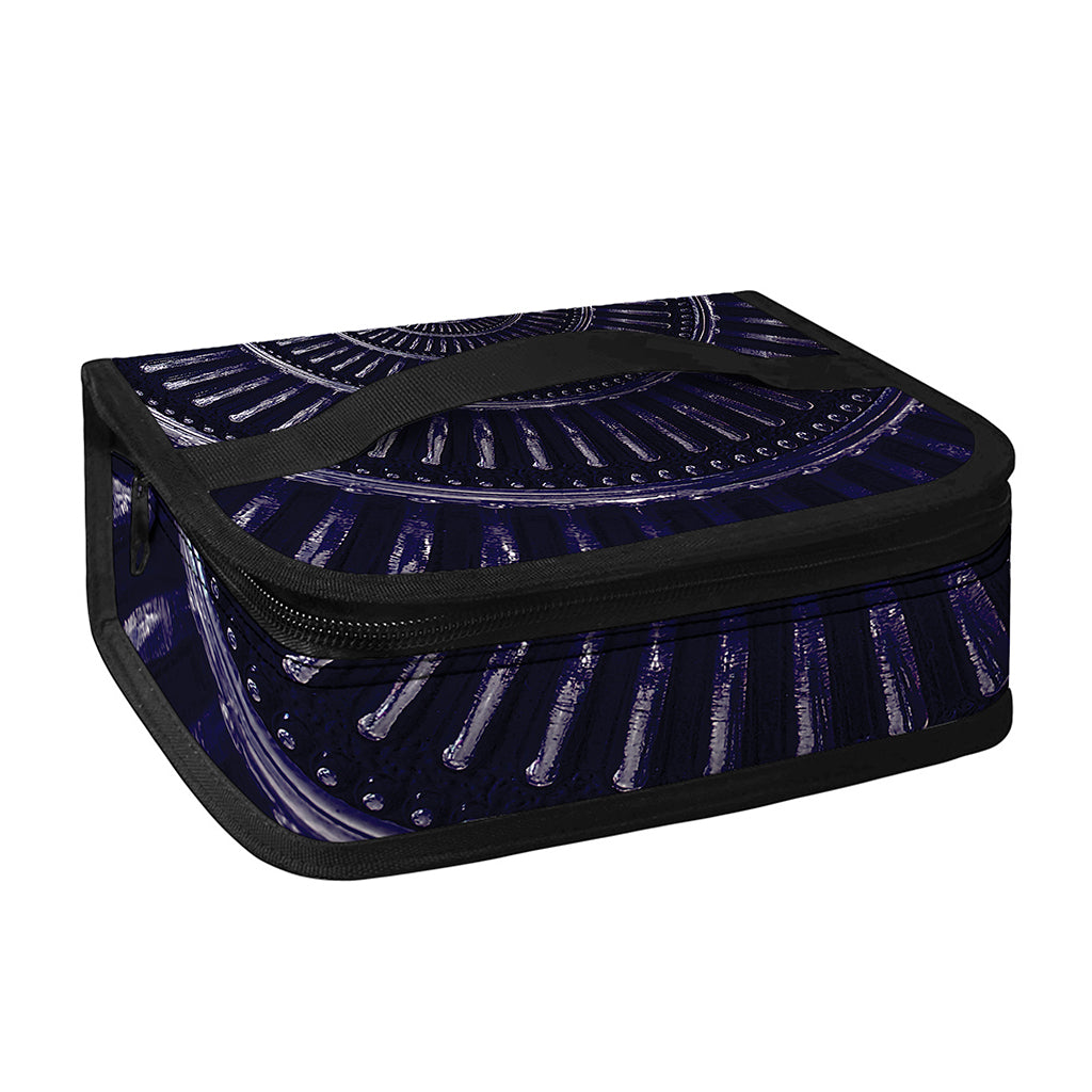 Dark Navy Metal Spiral Print Small Lunch Bag