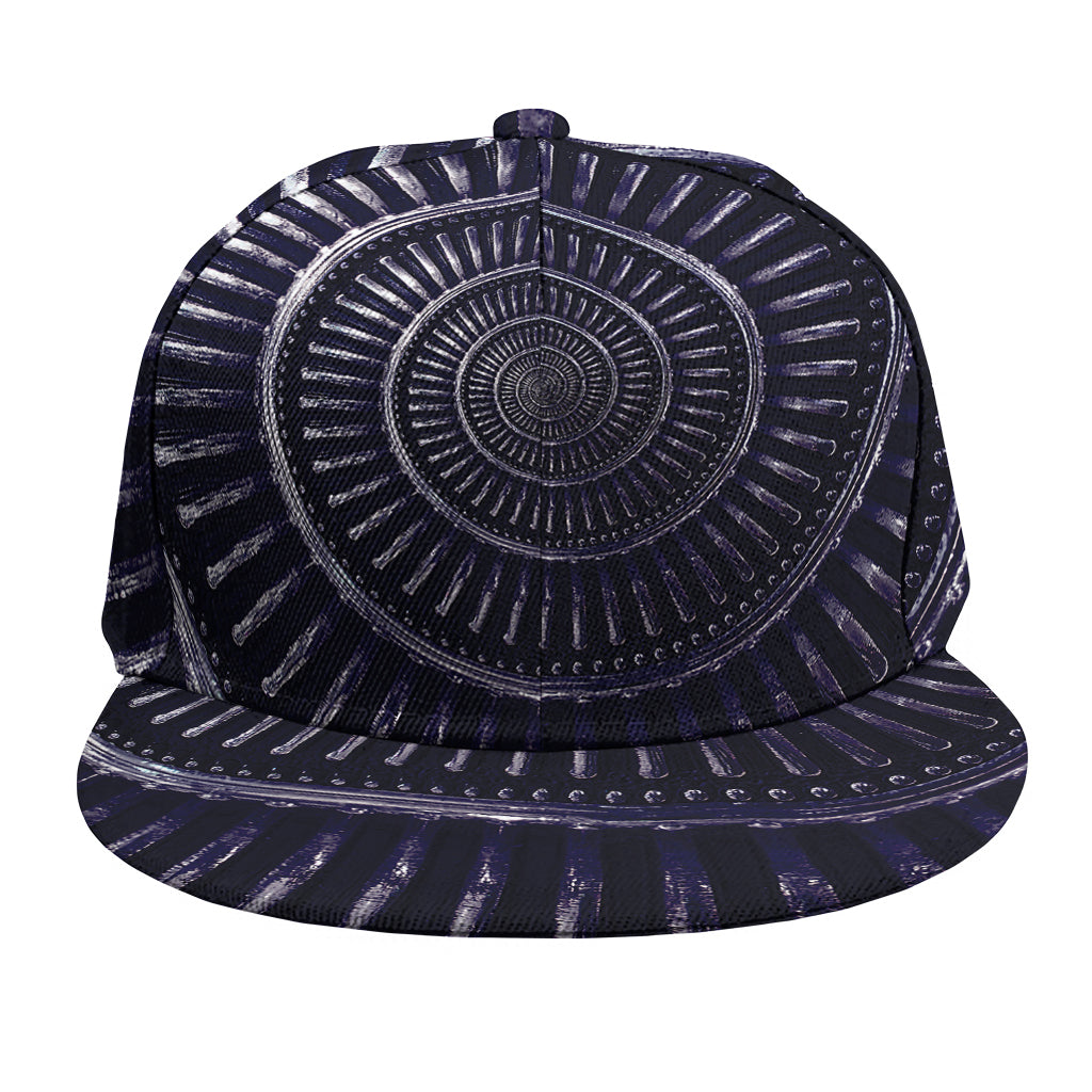 Dark Navy Metal Spiral Print Snapback Cap
