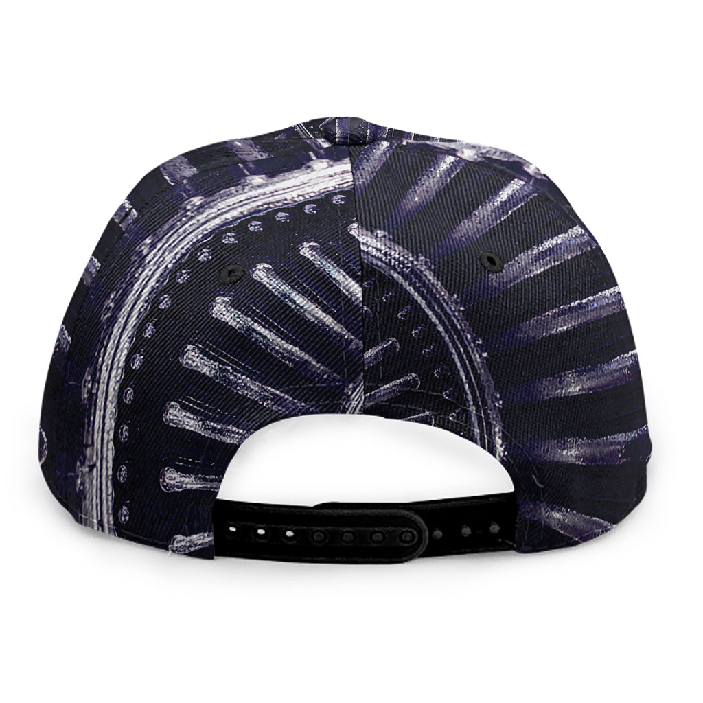 Dark Navy Metal Spiral Print Snapback Cap