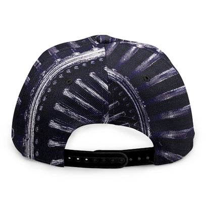 Dark Navy Metal Spiral Print Snapback Cap