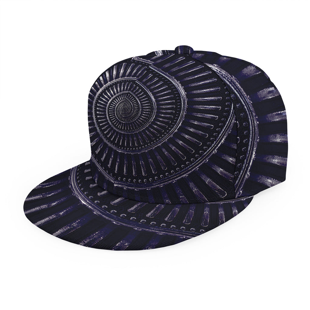 Dark Navy Metal Spiral Print Snapback Cap