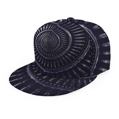 Dark Navy Metal Spiral Print Snapback Cap