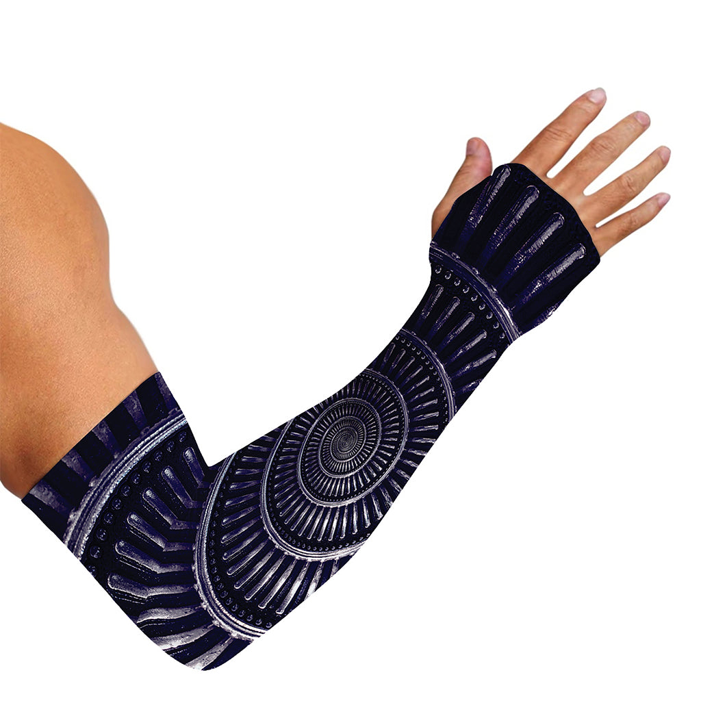 Dark Navy Metal Spiral Print Sun Protection Arm Sleeves