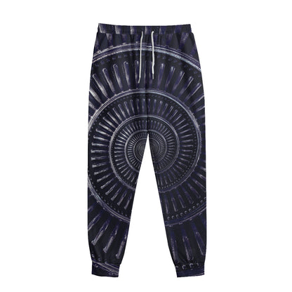 Dark Navy Metal Spiral Print Sweatpants