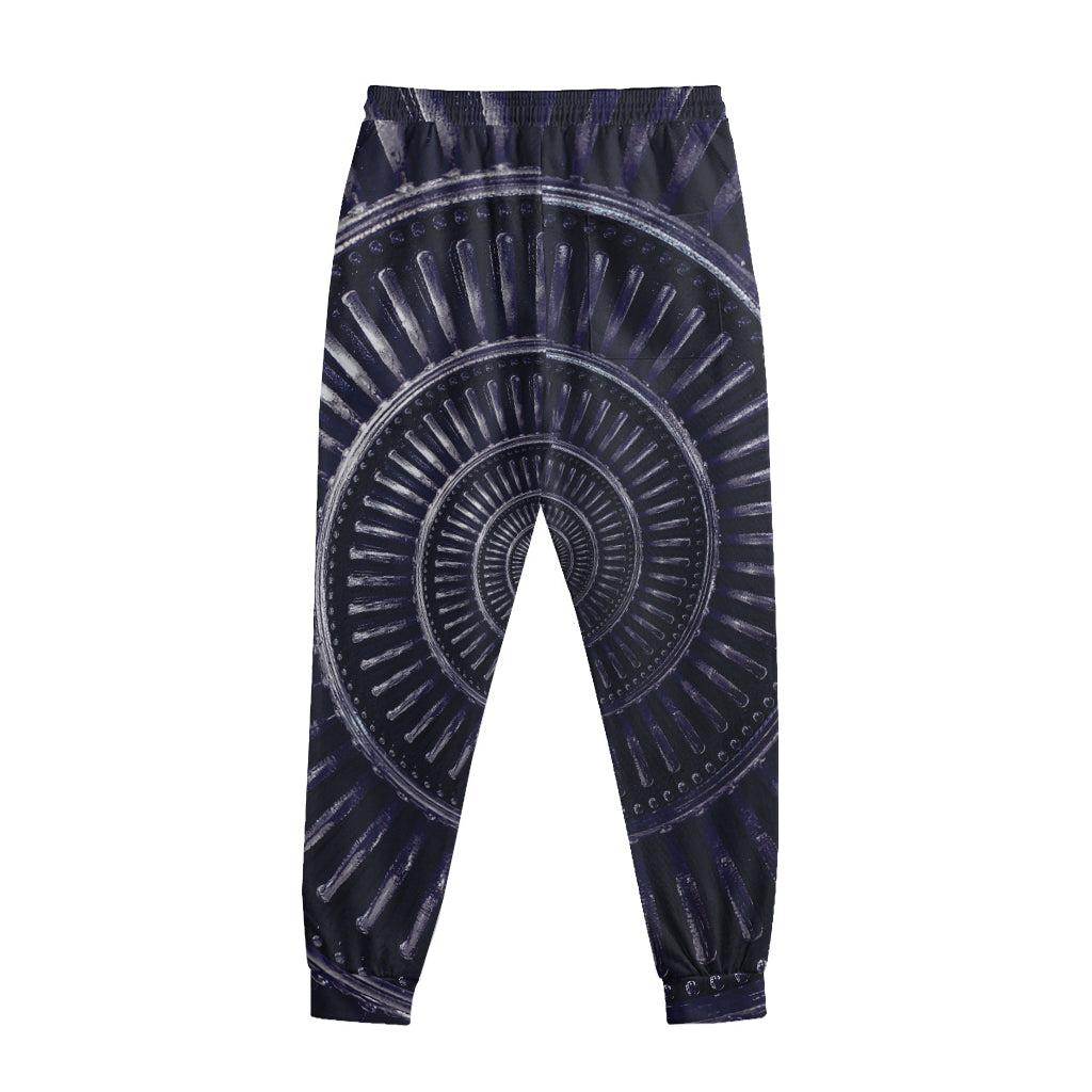 Dark Navy Metal Spiral Print Sweatpants