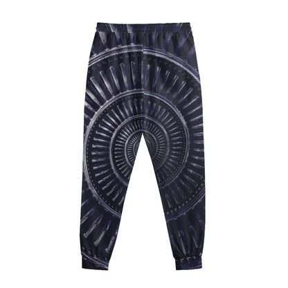 Dark Navy Metal Spiral Print Sweatpants